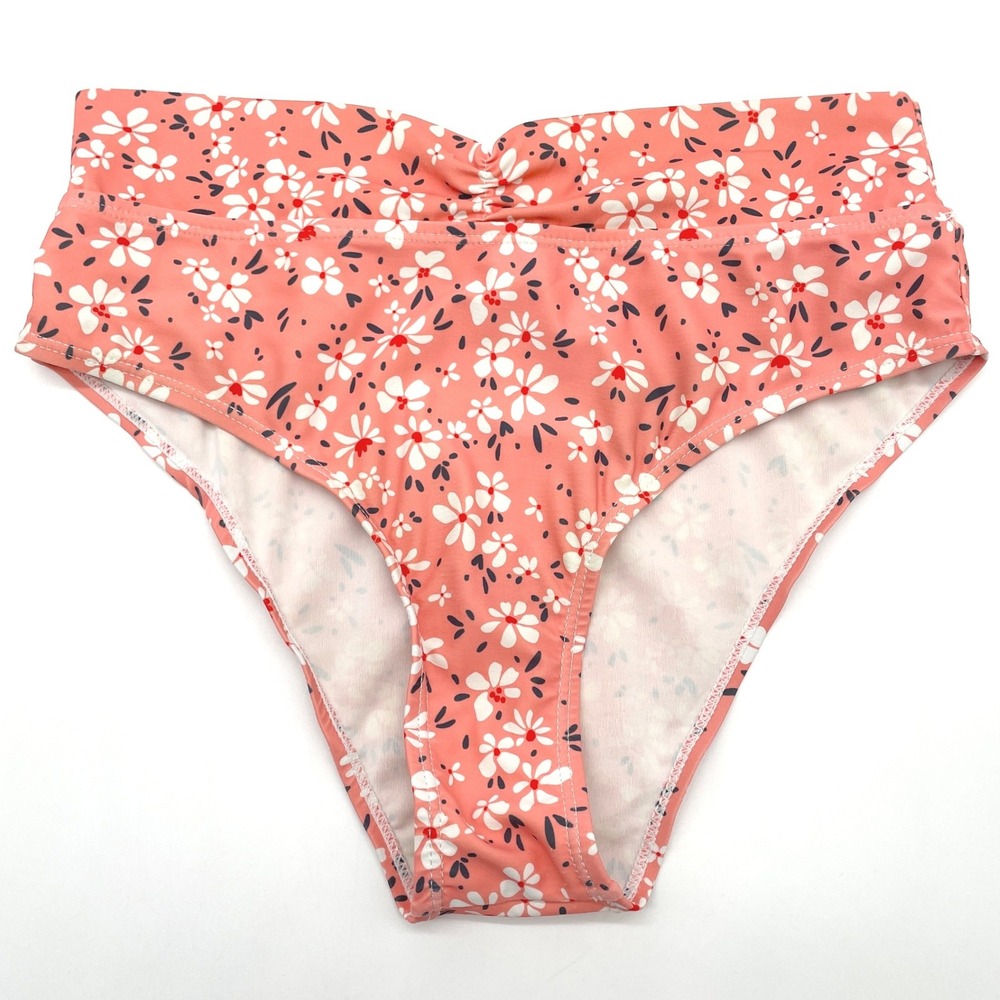 Floral Bikini Set Womens Small Smocked Halter High Waist Boho Cottage Prairie - Picture 5 of 9